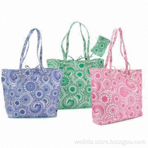 Canvas Foldable Shopping Bags with Pretty Pattern, Measures 35 x 35 x 12cm